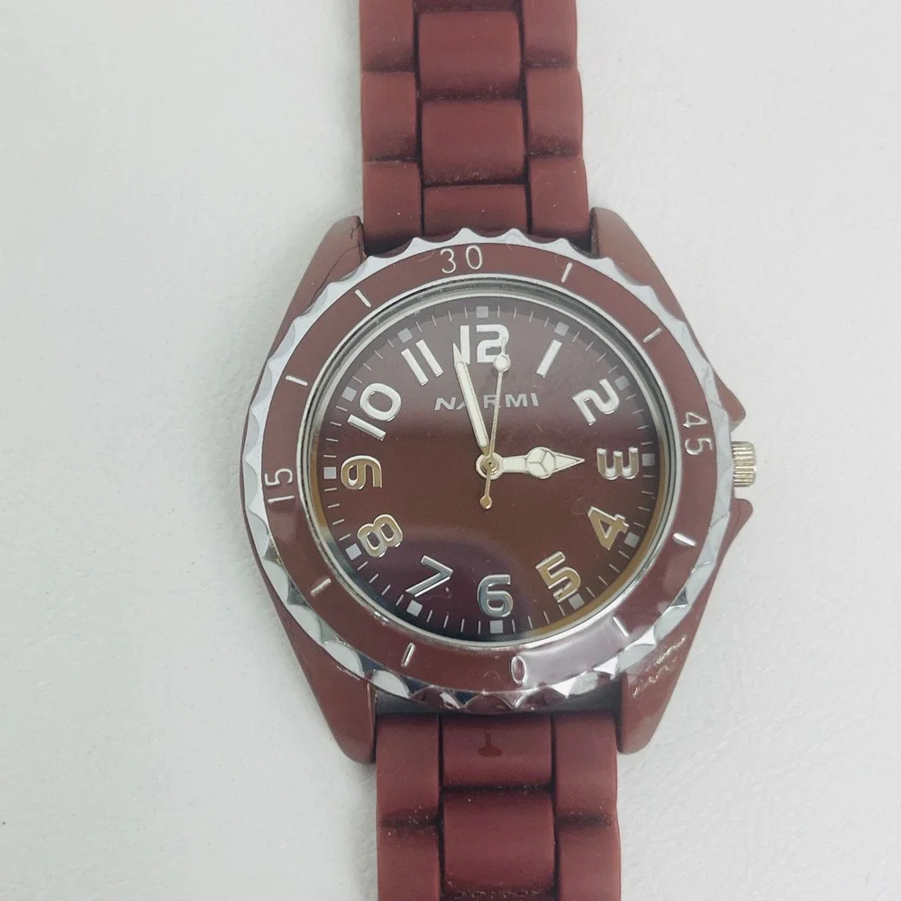 Narmi Wristwatch Unisex OS 12004 Brown Silicone Japan Untested